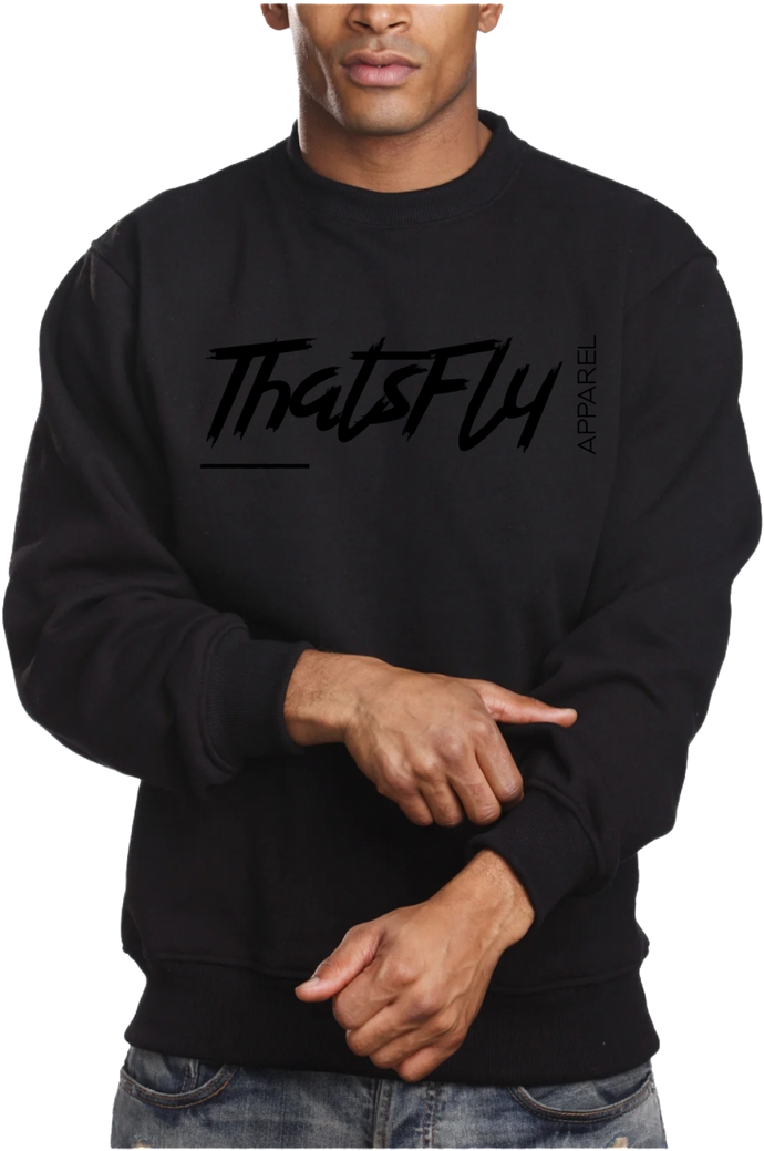 ThatsFly Apparel® Logo Crewneck Sweatshirt Black on Black