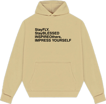 Load image into Gallery viewer, ThatsFly Apparel® &quot;Words to Live By&quot; Logo Oversized Hoodie Khaki/Black

