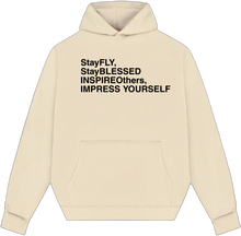 Load image into Gallery viewer, ThatsFly Apparel® Logo Hoodie &quot;Words To Live By&quot; Cream/Black
