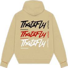Load image into Gallery viewer, ThatsFly Apparel® &quot;Words to Live By&quot; Logo Oversized Hoodie Khaki/Black
