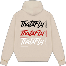 Load image into Gallery viewer, ThatsFly Apparel® Logo Hoodie &quot;Words To Live By&quot; Cream/Black
