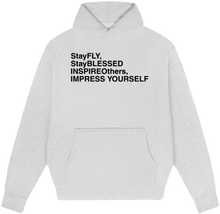 Load image into Gallery viewer, ThatsFly Apparel® &quot;Words to Live By&quot; Logo Oversized Hoodie Grey/Black
