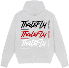 Load image into Gallery viewer, ThatsFly Apparel® &quot;Words to Live By&quot; Logo Oversized Hoodie Grey/Black
